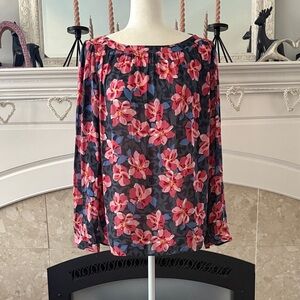 LOFT Floral Blouse - Pink and Blue